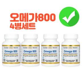 캘리포니아골드뉴트리션 Omega 800 제약 등급 피쉬 오일 80% EPA/DHA 트리글리세리드 형태 1 000mg 피쉬 젤라틴 소프트젤 30정