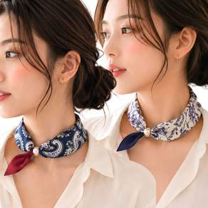 1+1 자석 원터치 진주 예쁜 쁘띠 스카프 바이나우 데일리 코디