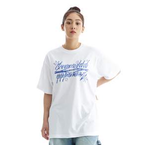 크림소다랩 크림소다랩 남녀공용 타탄 체크 로고 오버핏 반팔 티셔츠 커플티