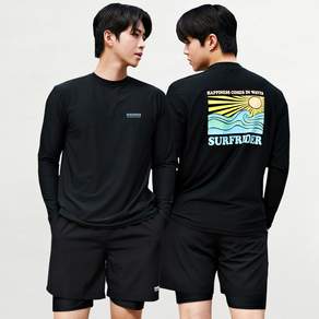 [자체제작] 서프라이더 남성 상하의 2장세트 긴팔수영복 래쉬가드 자외선차단 체형커버 오버핏 루즈핏 빅사이즈/SURFRIDER