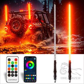 2PCS 3FT UTV 채찍 조명 COB 나선형 w/RGB 쫓는 춤 빛 Can-am ATV RZR Polaris 용 Antenna Whip