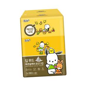 깨끗한나라 딥무드 에센셜케어 미용티슈 로션티슈 180매 6입 1팩 포차코 에디션