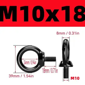 블랙 304 스테인리스 스틸 리프팅 아이볼트 호환 헤비듀티 마린 그레이드 링 스크류 미터법 나사산 (리깅