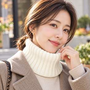 잇붐 여성 겨울 방한 니트 페이크 목폴라 넥워머
