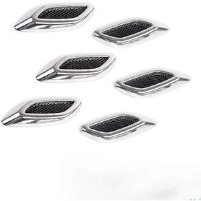 6PCS 자동차 트림 장식용 공기 흐름 인크 벤트 접착 스티커 모의 에어 후드 그릴 데칼 대부분 외장 액세서리 블랙
