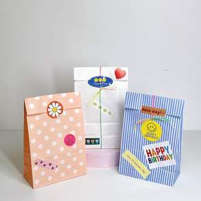 셀프구디백 포장봉투 20p 종이 각대봉투 페이퍼백 어린이집생일선물포장지 유치원생일답례품 종이쿠키포장지 종이포장지 종이봉투
