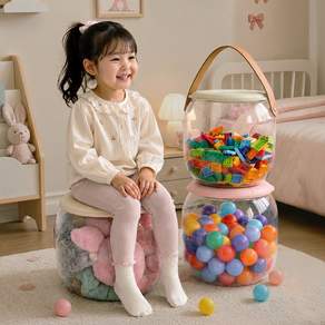 루시아이 젤리팝 투명 인형 수납 스툴 2colors
