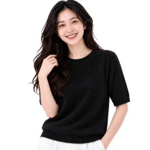 벨에라 여성 소프트 라운드넥 반팔 니트