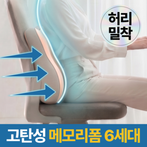 포베즈 허리편한 바른자세 사무실 메모리폼 의자 등받이 쿠션 5세대