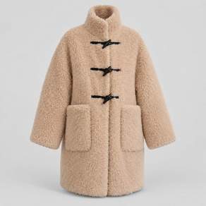 헌치 여성 High-Neck Duffle Shearing Bear 클래식 무스탕 오렌지