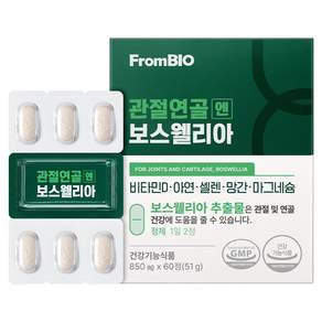 [공식] 프롬바이오 관절연골엔 보스웰리아 개별인정형 비타민D 마그네슘 망간 아연 1일 섭취량 100% 식약청인증