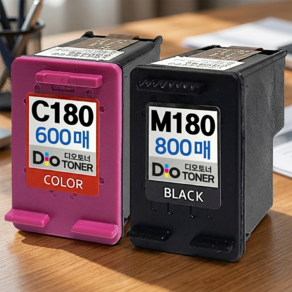 (800매 특대용량 세트) INK-M180 C180 잉크 호환 SL-J1770FW SL-J1660 SL-J1663 SL-J1665 M180XL C180XL 디오토너