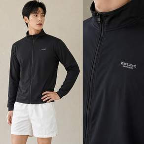 UPF50+[95~105] 비키비키 UPF50+ 제이드 남성 래쉬가드 긴팔 수영복 상의 집업 자외선차단 바캉스룩 비치웨어
