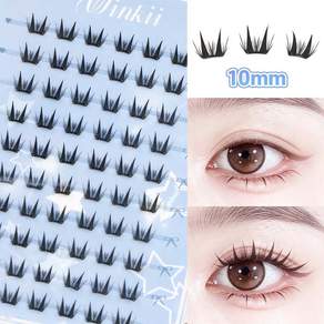 Winkii 초경량 노글루 속눈썹 또렷한 A형 포인트 아이돌 아이래쉬 10mm 60Pcs