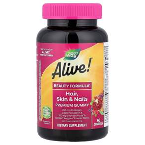 네이처스웨이 Alive 모발 피부 & 손발톱 프리미엄 구미젤리 딸기 맛 구미젤리 60개