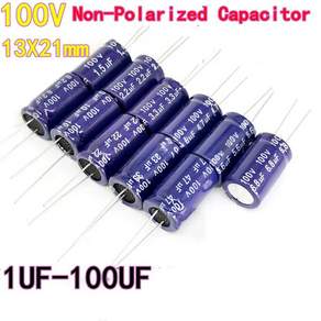 10PCS 수직 비편극 오디오 커패시터 100V 1.52.23.34.76.81022100F 13x21mm