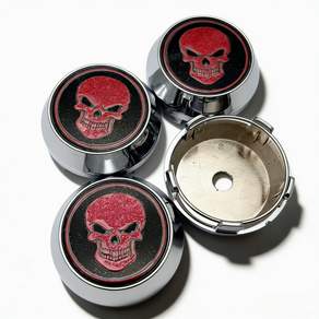 4pcs Skull Logo Car Wheel Center Caps 60MM Wheel Rim Hubcaps Dust Cover Replacement Accessories