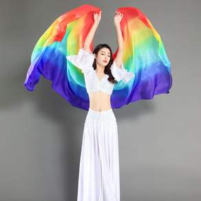 밸리댄스 그라데이션 베일 무지개색 무용용 스카프 무대 공연 소품