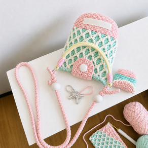코바늘 버킷백 DIY 재료패키지 손뜨개 미니 크로스백 핸드백 만들기 키트