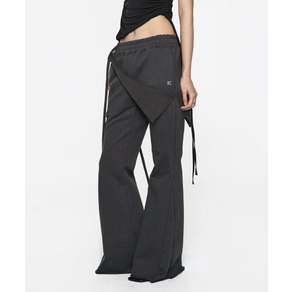 락케이크락케이크 Wrap Skirt Flare Pants - Charcoal