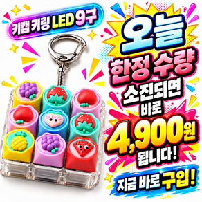 과일 키캡 키링 LED 9구 딸깍이 키보드 키링 피젯토이