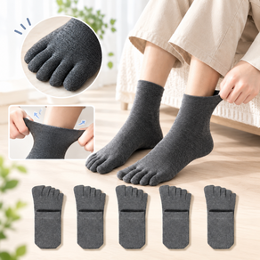 발가락양말 무균 무취 냄새없는 데일리 남성 중목양말 5켤레 (발냄새 땀흡수 기능성)