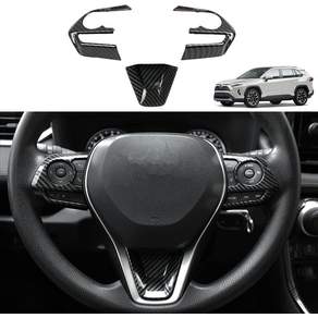 토요타 RAV4 2023-2019용 yboueo 기어 변속 노브 커버 하이랜더 2023-2020용 카본 파이버 그레인 실내 보호 트림