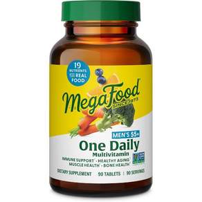 MegaFood 메가푸드 남성 55+ 종합비타민 발효 D3 엽산 B12 멀티비타민 90정