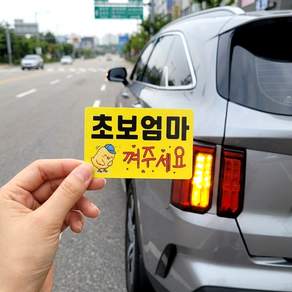DMmade 초보운전 자석 차량용 스티커 포토 맞춤 제작 선물 귀여운 자동차 초보운전자 표시 마그넷