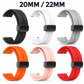 갤럭시워치 호환 마그네틱 버클 실리콘 스트랩 20mm 22mm