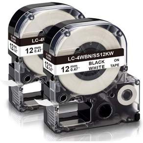 LK4WBN과 호환되는 LC4WBN 라벨 테이프 LC 4WBN9 SS12KW 12mm 카트리지 Epson LabelWorks LW300 LW400 LW500 LW600P LWK