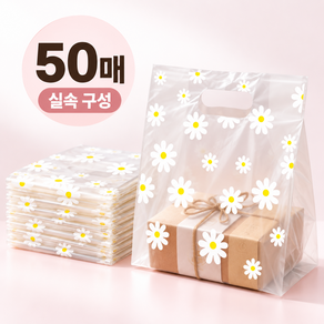 커버원 손잡이 데이지 선물용 비닐 쇼핑백