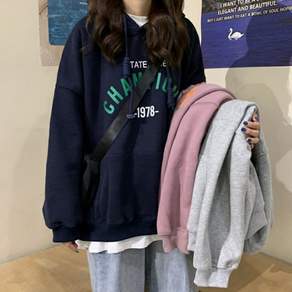 매일 편하게 오버핏 후드티셔츠 3color 가을 모자티 여성 데일리