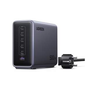 UGREEN 유그린 500W GaN 고속 충전 스테이션 6포트 데스크탑 접지형 멀티충전기 단일 포트 최대240W 지능형 온도 제어 공간 절약형 디자인 아이폰 17 시리즈 호환