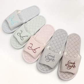 [신혼일기] 3중쿠션 스위트 홈 우아한 리본 실내화 푹신한 층간소음방지 슬리퍼 미끄럼 삼중패드 거실화 면슬리퍼
