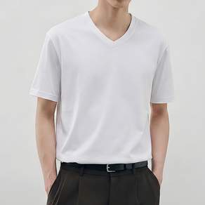 무지 심플 브이넥 반팔 티셔츠 깔끔한 남성 v넥 이너웨어 반팔티