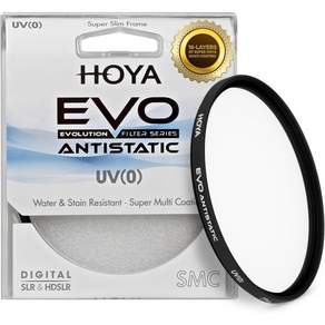 호야 EVO 정전기 방지 77mm UV 필터 - 16겹 SMC 코팅 3mm 두께의 광학 유리로 뛰어난 해상도를 제공하는 카메라 먼지 얼룩 및 스크래치 기능으로 선명하고 왜곡 없