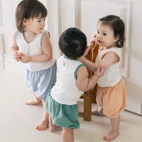 메르베 아동용 민소매 나시상하복 여름 데일리 등원룩 플레이 실내복