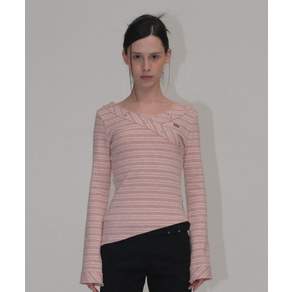 오디너리홀리데이 ORDINARY HOLIDAY STRIPE V NECK T-SHIRT PINK