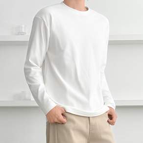 줄리샐리 남자 기모 라운드 긴팔 티셔츠