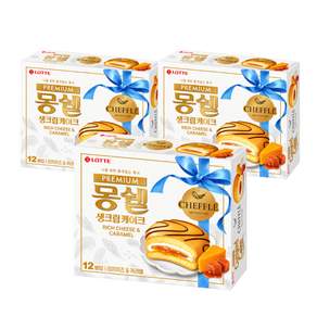 롯데 몽쉘 프리미엄 리치 치즈＆카라멜 12입 444g x 3개 한정판