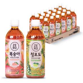 푸드스타 맥널티 아이스티 제로 500ml 복숭아 12입 + 청포도 12입