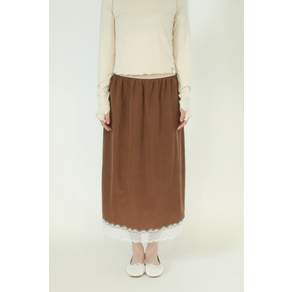 KUPIDO RoSET 세트te LACE 레이스 DETAIL 디테일 SKIRT 스커트 치마 _ BROWN 브라운