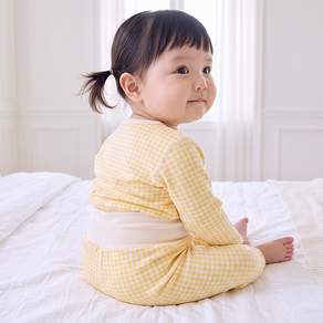 에뜨람 배앓이 방지 아기 실내복 상하세트 체크 내복 긴팔 신생아 돌 아기 아동 키즈 kc인증