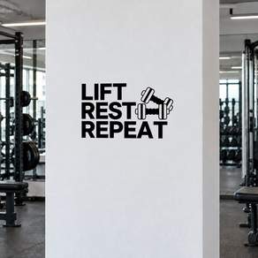헬스장 스티커 LIFT REST REPEAT 덤벨 운동 벽면 데칼