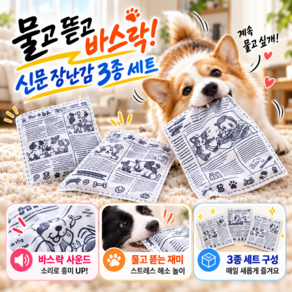 포우팝 물고 뜯고 바스락 강아지 신문 장난감 3종세트