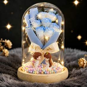 프리저브드 플라워 유리돔 무드등 꽃다발 커플 인형 여자친구 여성 아내 생일 선물