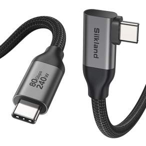 실크랜드 USB4.0 케이블 C타입-C타입 240W 80Gbps 썬더볼트3/4/5 호환 ㄱ자 90도 고속충전 데이터 케이블