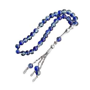 이슬람 33 구슬 묵주 얼음 깨진 유리 Tasbih 이슬람교도 예배 및 명상 행사 사용을위한 수제 팔찌