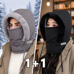 꽃소담 1+1 겨울 도톰 패딩 기모 바라클라바 방풍 보온 후드 넥워머 오토바이 라이딩 넥커버 남녀공용 HZHF261029